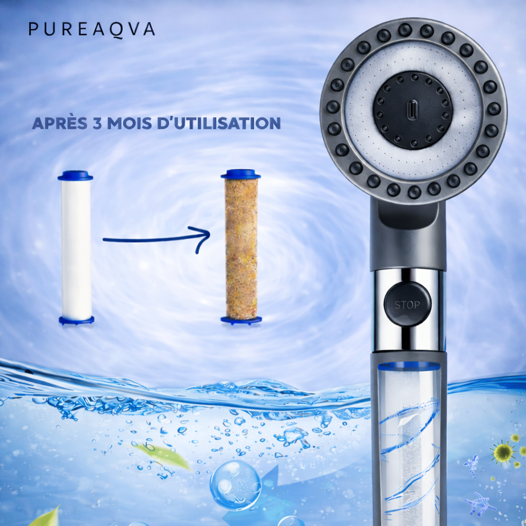 Pommeau de douche filtrant haute pression