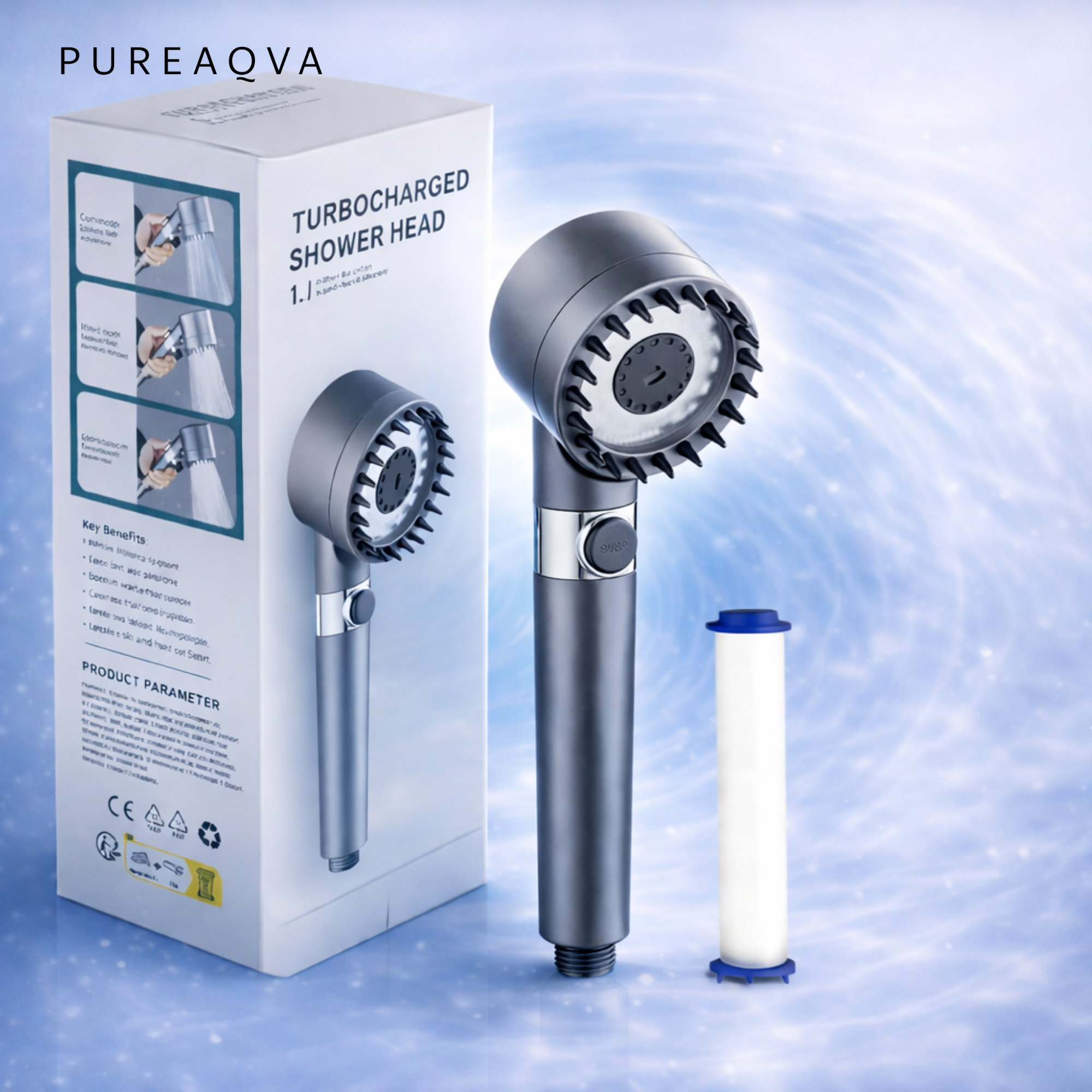 Pommeau de douche filtrant haute pression